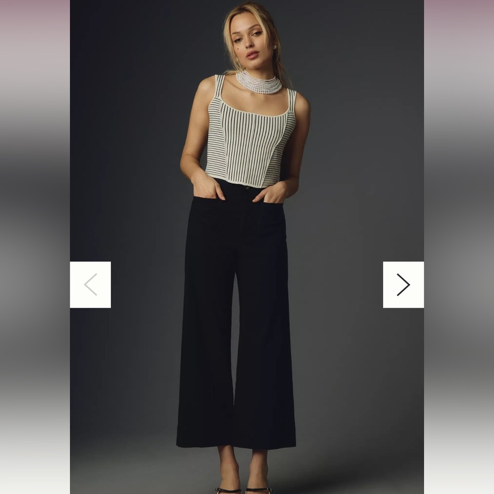 Anthropologie The Colette Cropped Wide-Leg Pants by Maeve 29P Black